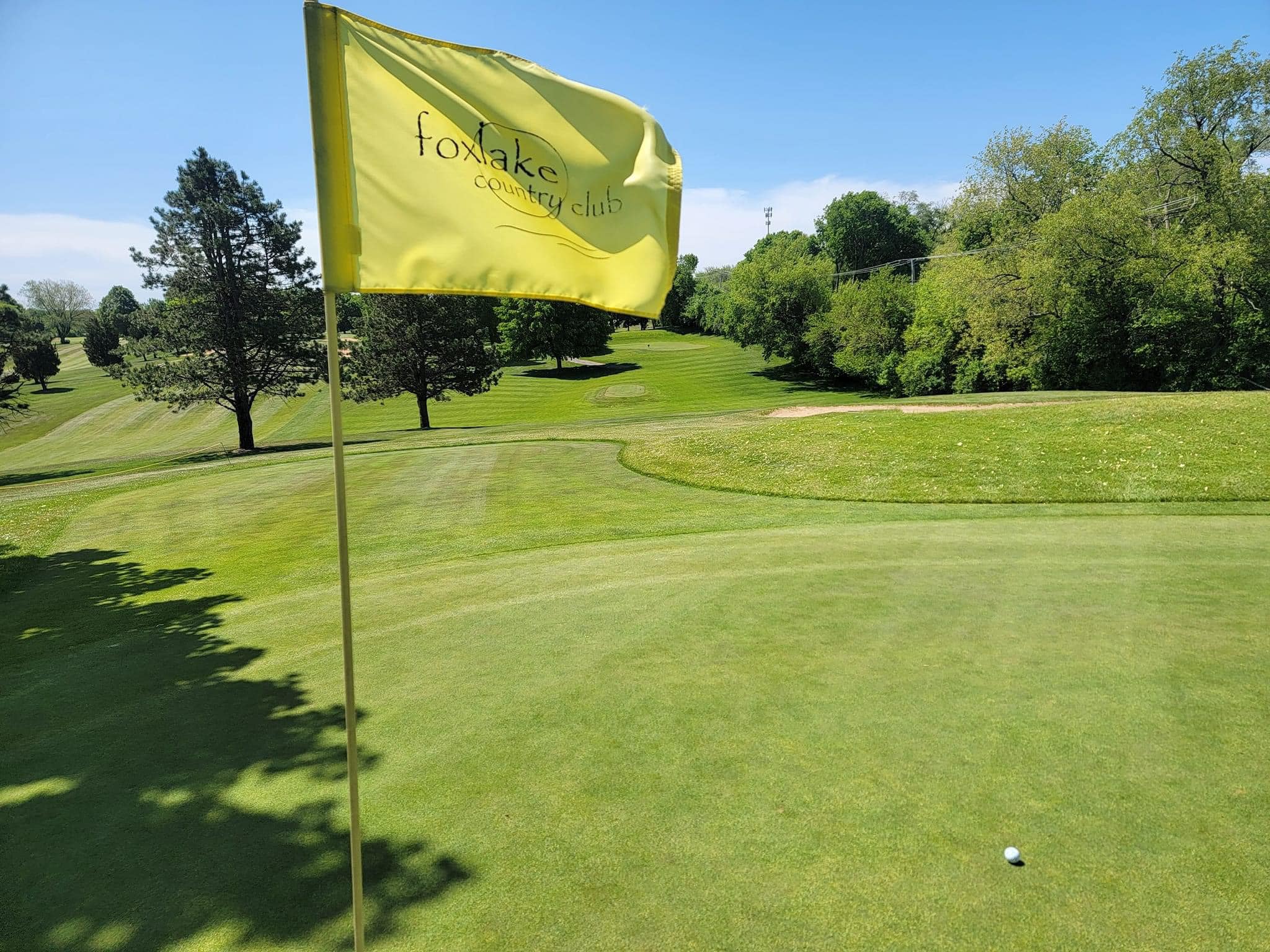 Image of golf ball on tee on grass.